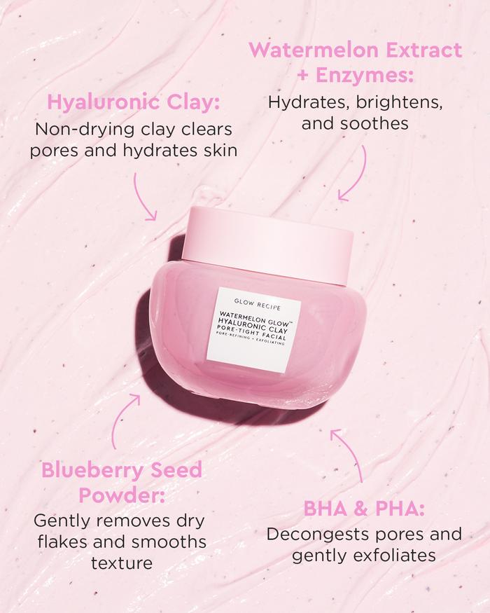 GLOW RECIPE - Watermelon Glow Hyaluronic Clay Pore-Tight Facial ...